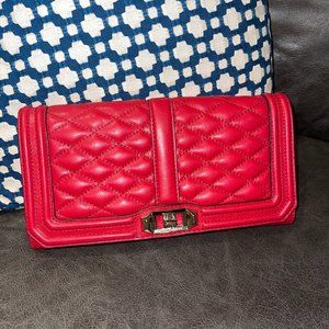 Red quilted leather lambskin purse